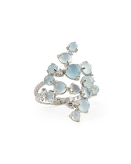 Aquamarine & White Diamond Bubble Cluster Ring