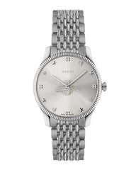 36mm G-Timeless Bee Watch with Bracelet Strap, Silver