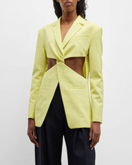 Twist-Front Cut Out Tailored Blazer Jacket